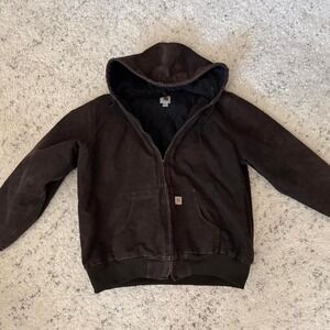 vintage y2k carhartt bomber zip up jacket sz xxl womens hooded in dark brown